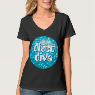 Disco Tiles Blue 'disco diva' v-neck T-Shirt