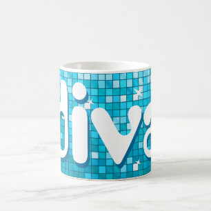 Disco Tiles Blue 'diva' mug