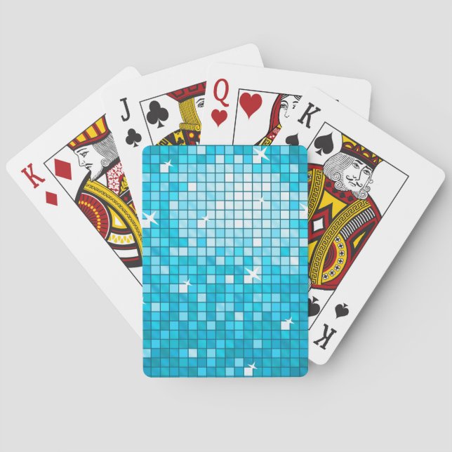 Disco Tiles Blue Playing Cards (Back)
