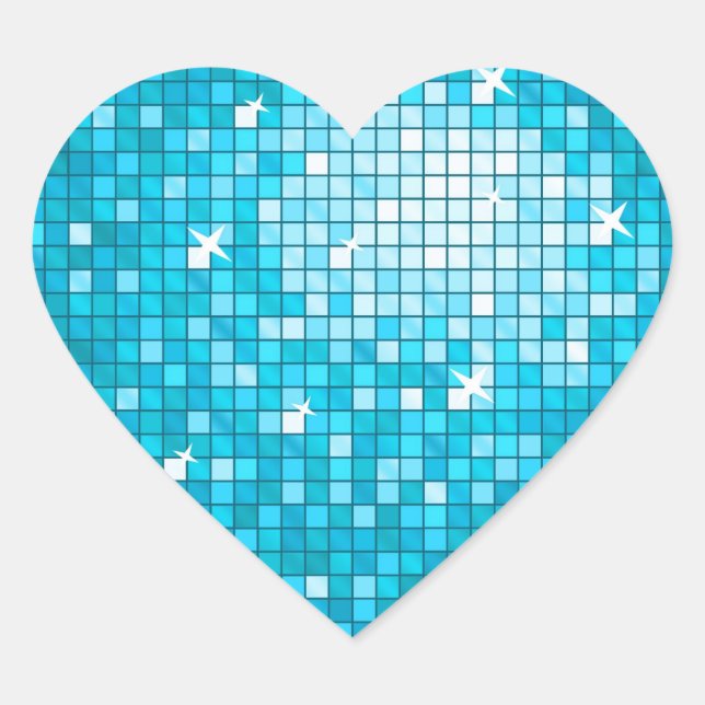 Disco Tiles Blue sticker heart (Front)