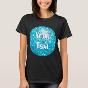 Disco Tiles Blue Your Text t-shirt black