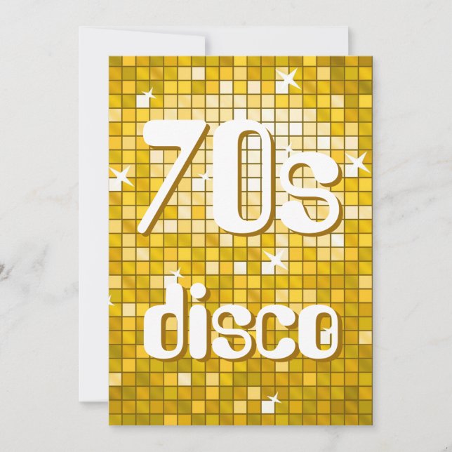 Disco Tiles "Gold" 70s Disco invitation (Front)
