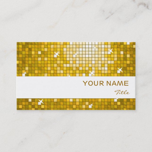 Disco Tiles "Gold" business card white stripe (Front)