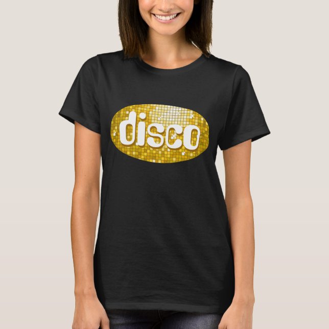 Disco Tiles "Gold" 'disco' t-shirt black (Front)