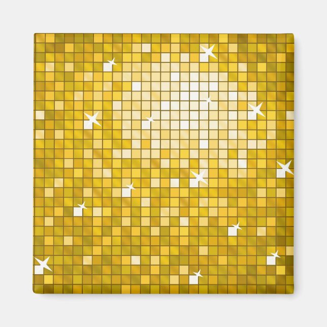 Disco Tiles "Gold" fridge magnet square (Front)