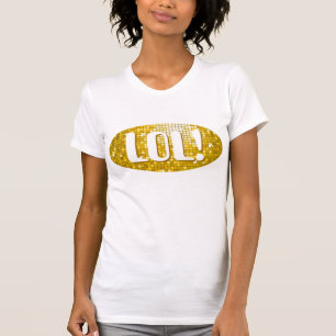 Disco Tiles "Gold" 'LOL!' ladies petite white T-Shirt