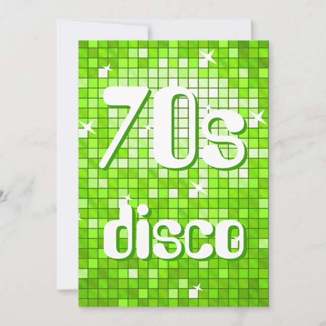 Disco Tiles Green 70s Disco invitation (Front)