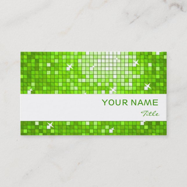 Disco Tiles Green business card white stripe (Front)