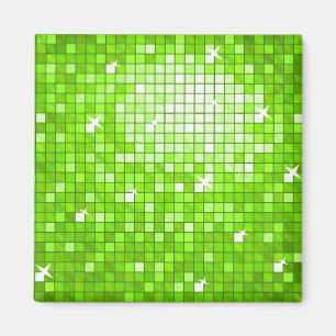 Disco Tiles Green fridge magnet square