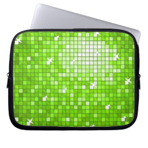 Disco Tiles Green laptop sleeve 10 inch