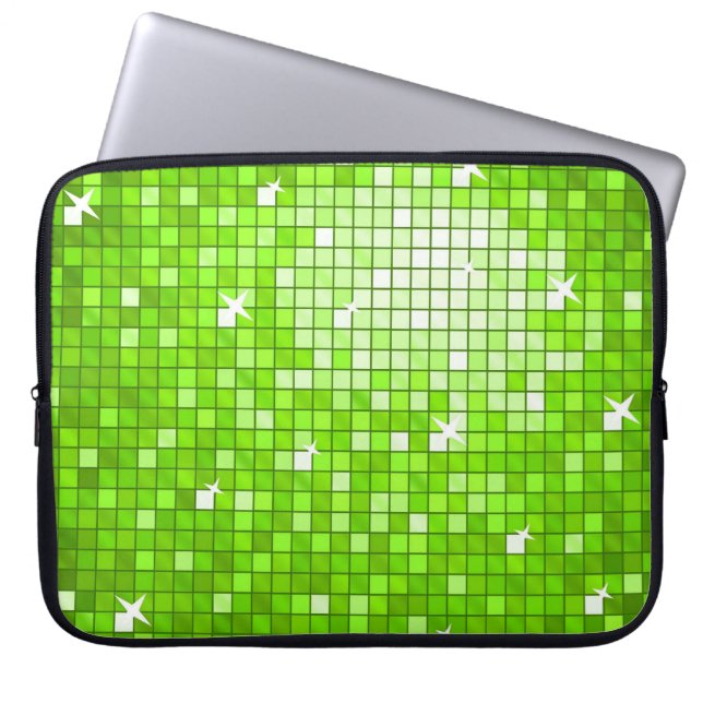 Disco Tiles Green laptop sleeve 15 inch (Front)