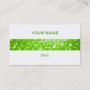 Disco Tiles Green tile stripe white back Business Card