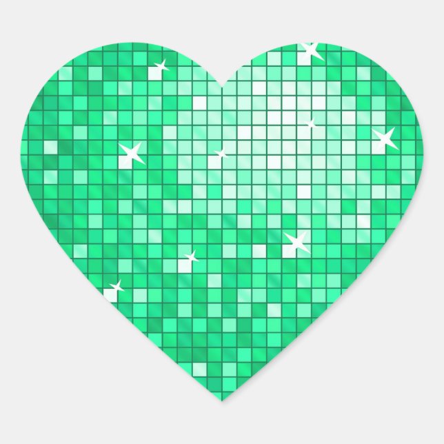 Disco Tiles Jade sticker heart (Front)