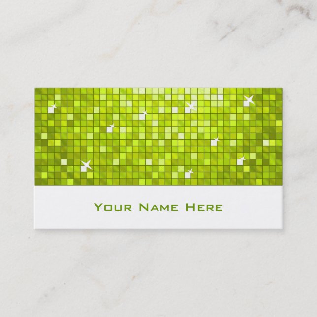 Disco Tiles Lime business card white (Front)