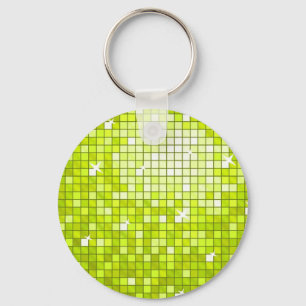 Disco Tiles Lime keychain round