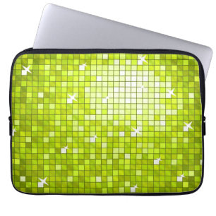 Disco Tiles Lime laptop sleeve 13 inch