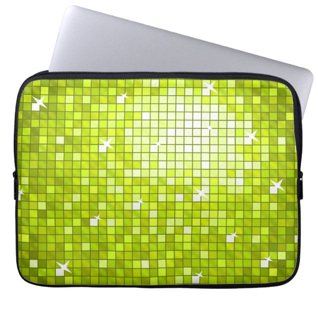 Disco Tiles Lime laptop sleeve 13 inch (Front)