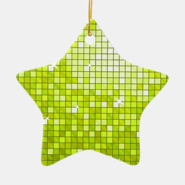 Disco Tiles Lime ornament star (Front)