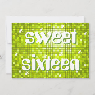 Disco Tiles Lime 'sweet sixteen' amelia text Invitation