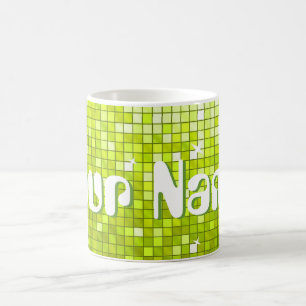 Disco Tiles Lime 'Your Name' mug