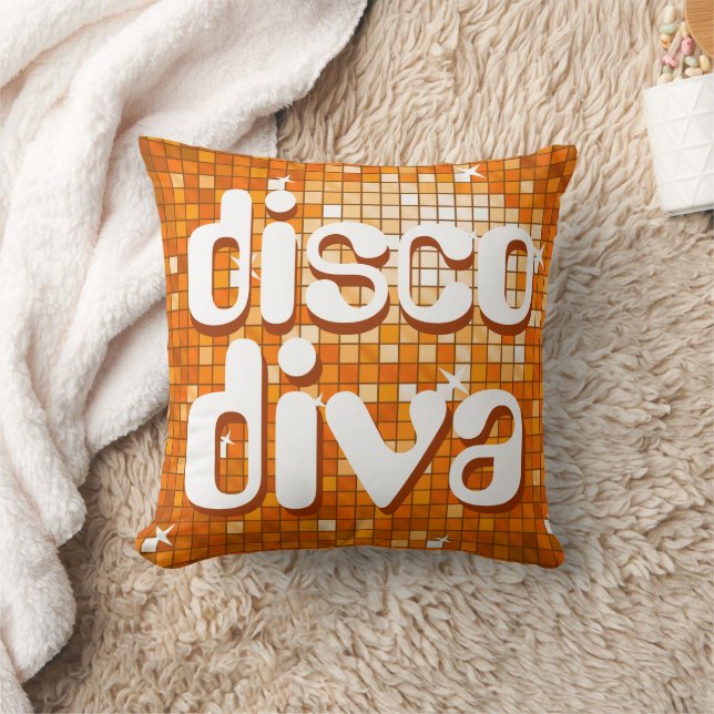 Disco Tiles Orange 'disco diva' throw pillow (Blanket)