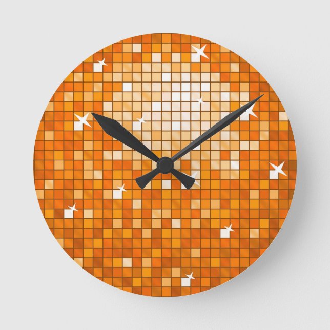 Disco Tiles Orange wall clock (Front)