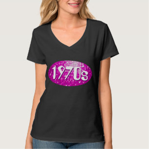 Disco Tiles Pink '1970s' women's v-neck t-shirt
