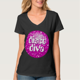 Disco Tiles Pink 'disco diva' v-neck t-shirt