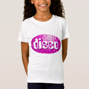 Disco Tiles Pink 'disco' girls fitted white T-Shirt