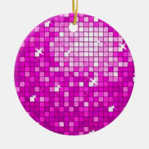 Disco Tiles Pink ornament round