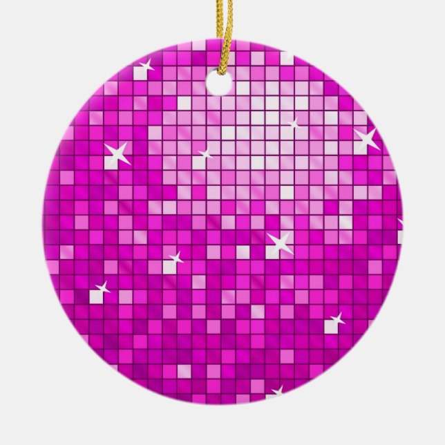 Disco Tiles Pink ornament round (Front)