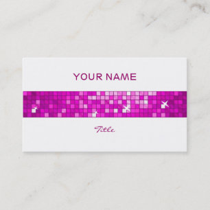 Disco Tiles Pink tile stripe white back Business Card