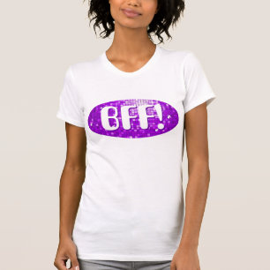 Disco Tiles Purple 'BFF!' ladies petite white T-Shirt