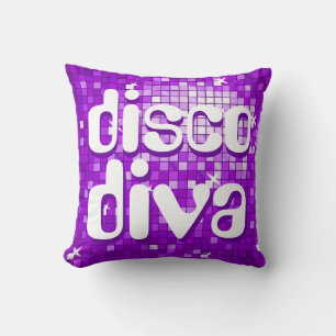 Disco Tiles Purple 'disco diva' throw pillow