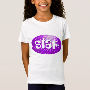 Disco Tiles Purple 'star' girls babydoll white T-Shirt