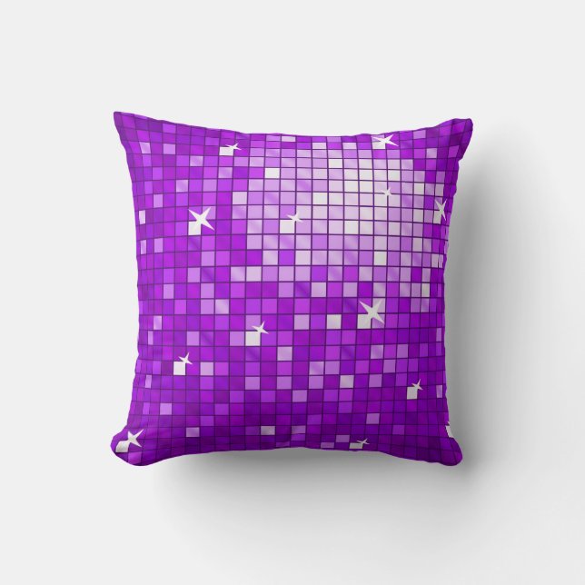 Disco Tiles Purple throw pillow square (Front)