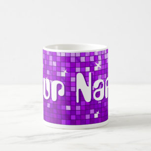 Disco Tiles Purple 'Your Name' mug