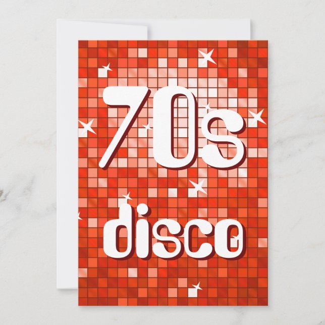 Disco Tiles Red 70s Disco invitation (Front)