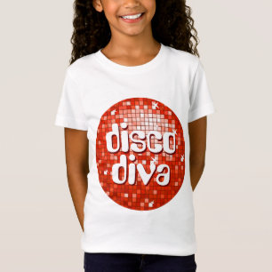 Disco Tiles Red 'disco diva' girls fitted t-shirt