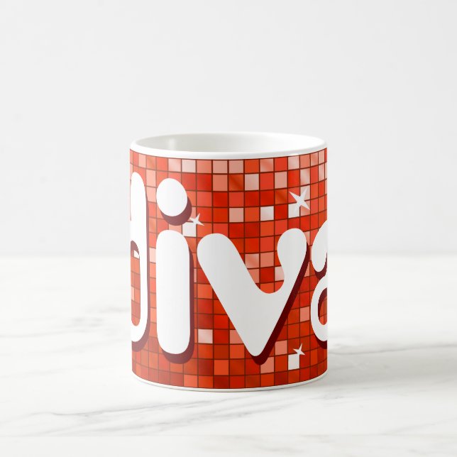 Disco Tiles Red 'diva' mug (Center)