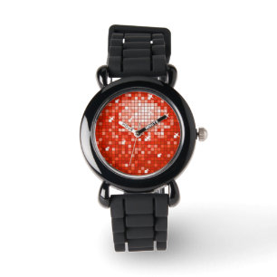 Disco Tiles Red print watch