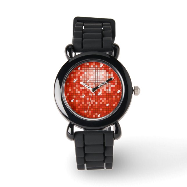 Disco Tiles Red print watch (Front)