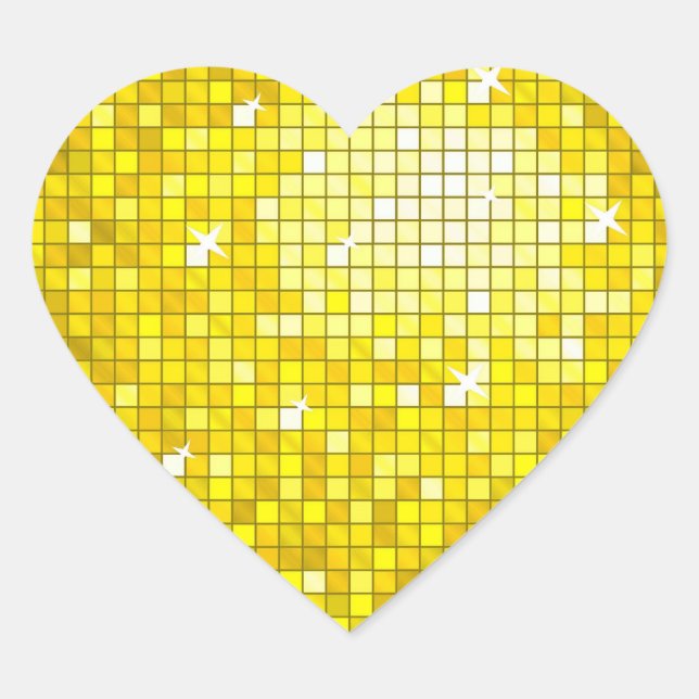 Disco Tiles Yellow sticker heart (Front)