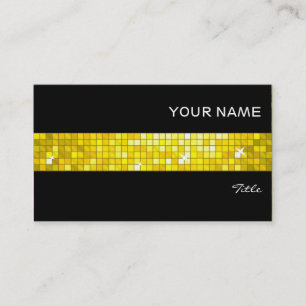 Disco Tiles Yellow tile stripe black Business Card