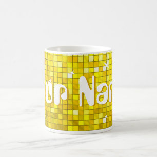 Disco Tiles Yellow 'Your Name' mug