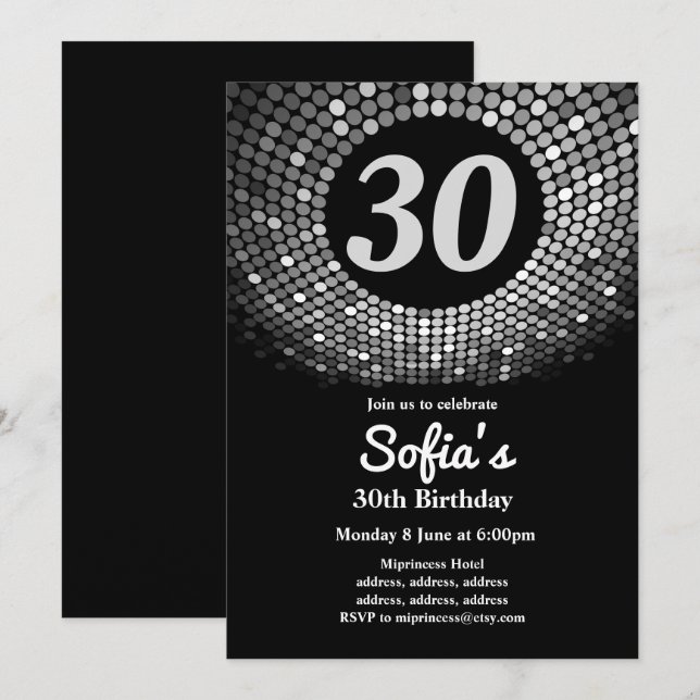 disco, vintage, dance birthday party invitation (Front/Back)