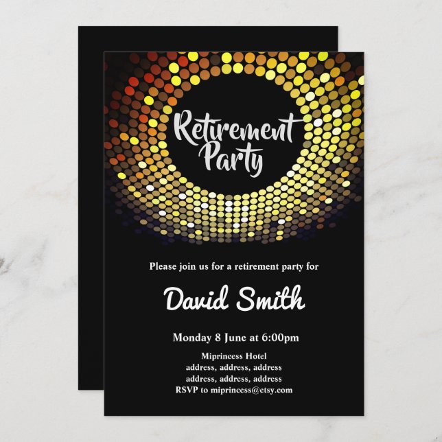 disco, vintage, dance retirement party invite (Front/Back)