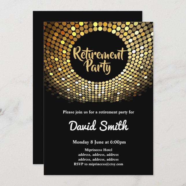 disco, vintage, dance retirement party invite (Front/Back)
