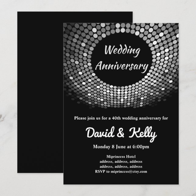 disco, vintage, dance wedding, anniversary invite (Front/Back)
