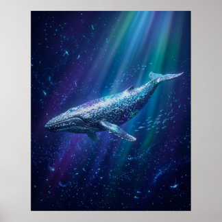 Disco Whale Deep Glow Poster